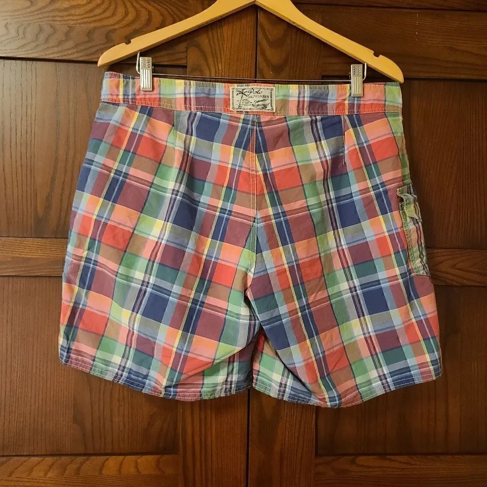 Polo Ralph Lauren Swim Trunks Madras Plaid Size 34